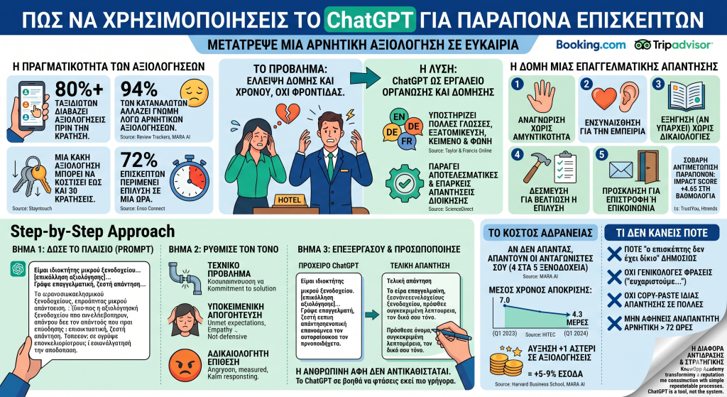 infographic Πώς να χρησιμοποιήσεις το ChatGPT για παράπονα επισκεπτών