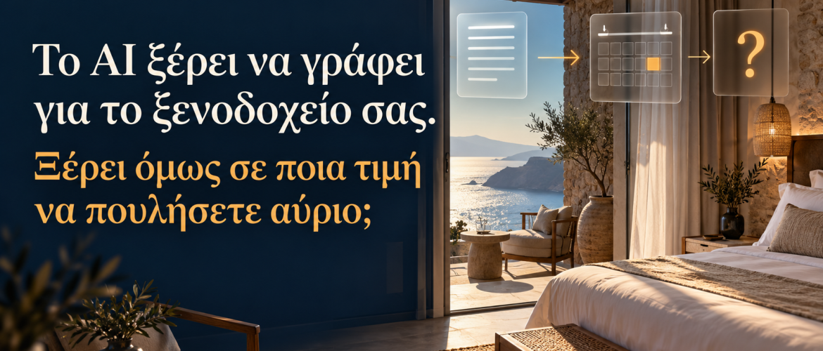 Γράφει ξενοδοχειακά κείμενα, όχι τιμές